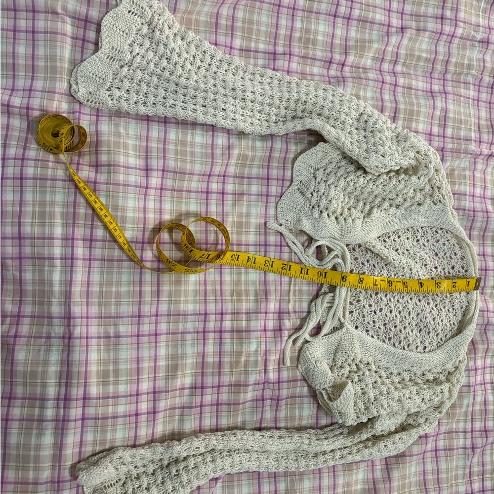 SHEIN Ivory Crochet Knit Cardigan